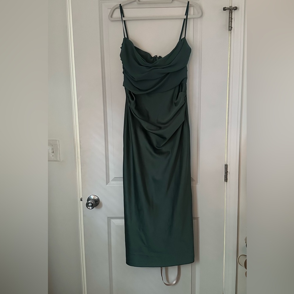 House of CB Teia Satin & Georgette Corset Midi Dress Size L; NBW + NWT - Picture 3 of 6